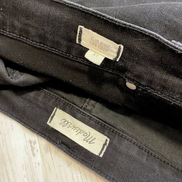 Madewell Slim Wide Leg Crop Jeans - Lunar Wash Black, High Waist - Size 24W - Picture 5 of 11